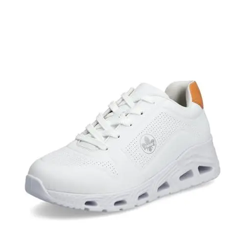 Produktbild: Rieker Damen Low-Top Sneaker N5202, Frauen Halbschuhe,lose Einlage,Keilabsatz,Wedge Heel,straßenschuhe,Strassenschuhe,Weiss (80),40 EU / 6.5 UK
