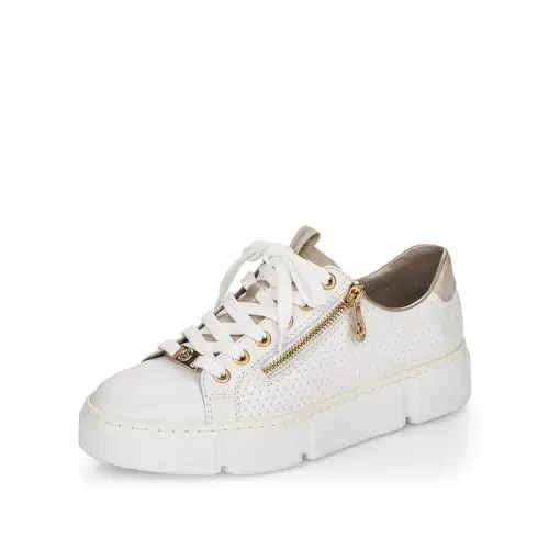 Produktbild: Rieker Damen Low-Top Sneaker N5932, Frauen Halbschuhe,straßenschuhe,Strassenschuhe,Sportschuhe,Freizeitschuhe,Turnschuhe,Weiss (80),36 EU / 3.5 UK
