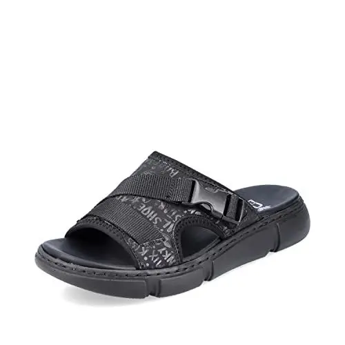 Produktbild: Rieker Damen Pantoletten 68990, Frauen Slip On,Slipper,Slides,Slip-ons,Backless,Mules,Gartenschuhe,Sommerschuhe,sommerclogs,schwarz (01),39 EU / 6 UK