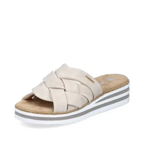 Produktbild: Rieker Damen Pantoletten V0208, Frauen Slipper,Schlupfschuhe,schluepfschuhe,Slip-ons,Backless Slipper,Mules,Gartenschuhe,beige (60),39 EU / 6 UK