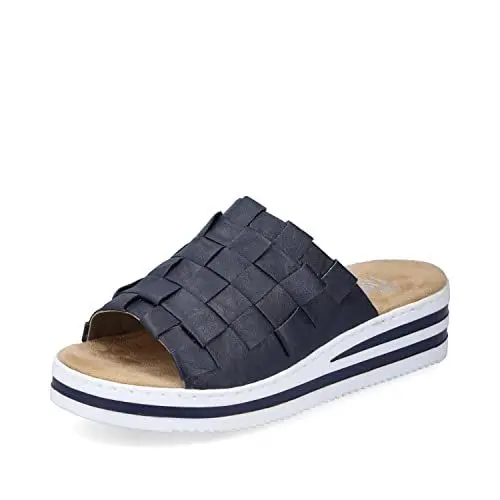 Produktbild: Rieker Damen Pantoletten V0288, Frauen Slip On,Freizeitschuhe,Woman,Lady,Ladies,schluepfschuhe,Slipper,Slides,Mules,blau (14),42 EU / 8 UK