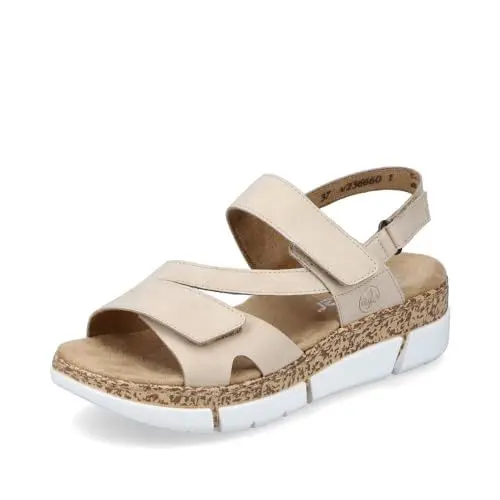 Produktbild: Rieker Damen Klassische Sandalen V2366, Frauen Sandalen,Sommerschuhe,Freizeitschuhe,offene Schuhe,Strandschuhe,beige (60),40 EU / 6.5 UK