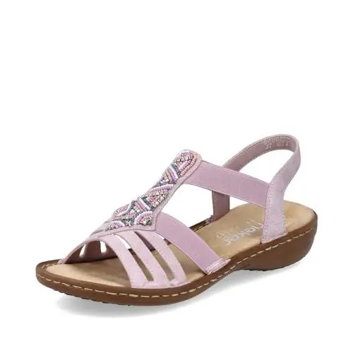 Produktbild: Rieker Damen Riemchensandalen 60801, Frauen Sandalen,Sommerschuhe,Freizeitschuhe,offene Schuhe,Strandschuhe,Sandaletten,flach,rosa (30),38 EU / 5 UK