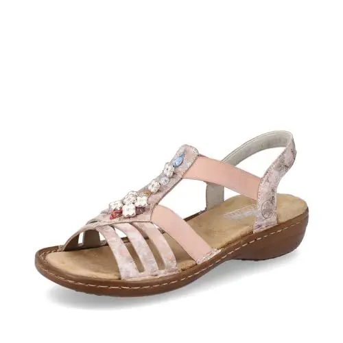 Produktbild: Rieker Damen Pantoletten 60855, Frauen Slipper,Schlupfschuhe,schluepfschuhe,Slip-ons,Backless Slipper,Mules,Gartenschuhe,rosa (31),39 EU / 6 UK