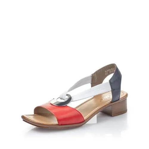 Produktbild: Rieker Damen Riemchensandalen 62662, Frauen Sandalen,Freizeitschuhe,offene Schuhe,Strandschuhe,Sandaletten,Absatz,rot Kombi (35),38 EU / 5 UK