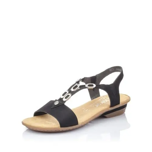 Produktbild: Rieker Damen Riemchensandalen 63453, Frauen Sandalen,Sandaletten,Sommersandalen,Absatz,Sommerschuhe,Freizeitschuhe,schwarz (00),36 EU / 3.5 UK