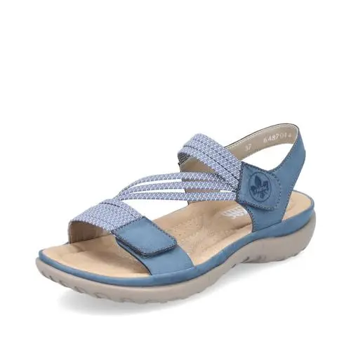 Produktbild: Rieker Damen Klassische Sandalen 64870, Frauen Sandalen,Sommerschuhe,Freizeitschuhe,offene Schuhe,Strandschuhe,blau (14),39 EU / 6 UK