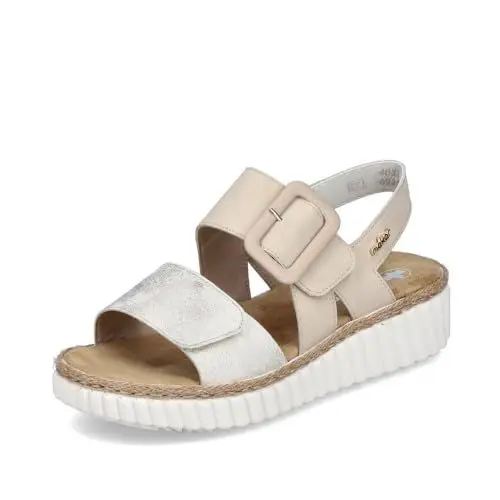 Produktbild: Rieker Damen Klassische Sandalen 69260, Frauen Sandalen,Sommerschuhe,Freizeitschuhe,offene Schuhe,Strandschuhe,beige (60),40 EU / 6.5 UK