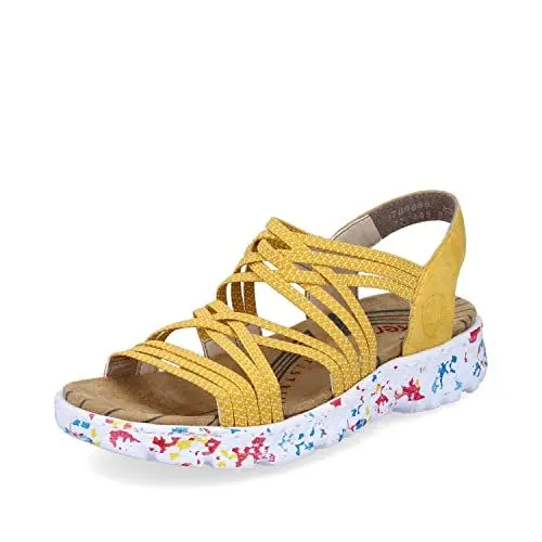 Produktbild: Rieker Damen Sandaletten 67898, Frauen Sandalen,Sommersandalen,bequem,Sommerschuhe,Freizeitschuhe,offene,Schuhe,Strandschuhe,gelb (68),37 EU / 4 UK