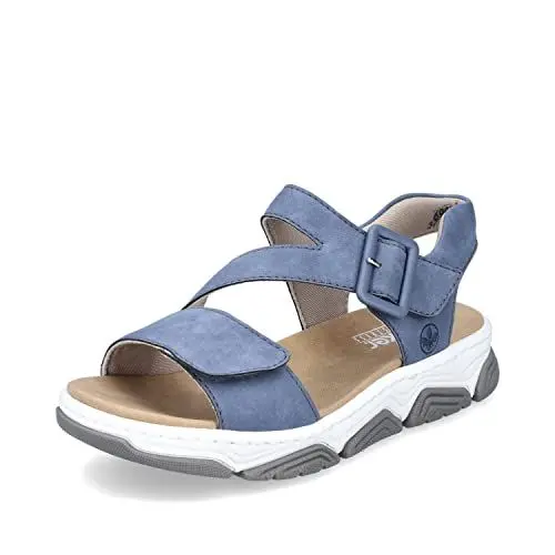 Produktbild: Rieker Damen Sandaletten 69071, Frauen Sandalen,Sommersandalen,bequem,Sommerschuhe,Freizeitschuhe,offene,Schuhe,Strandschuhe,blau (10),39 EU / 6 UK
