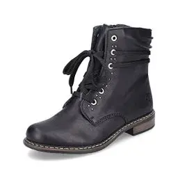 Produktbild: Rieker Damen Schnürstiefeletten 71218, Frauen Stiefeletten,halbstiefel,Kurzstiefel,uebergangsschuhe,uebergangsstiefel,schwarz (00),37 EU / 4 UK