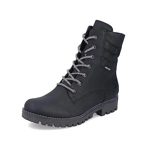 Produktbild: Rieker Damen Schnürstiefeletten 78520, Frauen Stiefeletten,halbstiefel,Kurzstiefel,uebergangsschuhe,uebergangsstiefel,schwarz (00),37 EU / 4 UK