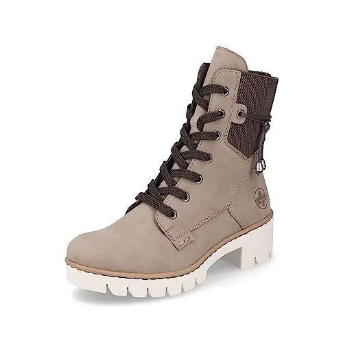 Produktbild: Rieker Damen Schnürstiefeletten X5720, Frauen Stiefeletten,Kurzstiefel,uebergangsschuhe,uebergangsstiefel,Chukka Boots,beige (64),41 EU / 7.5 UK