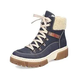 Produktbild: Rieker Damen Schnürstiefeletten X8638, Frauen Stiefeletten, lose Einlage,Stiefel,Bootee,Booties,halbstiefel,Kurzstiefel,blau (14),39 EU / 6 UK