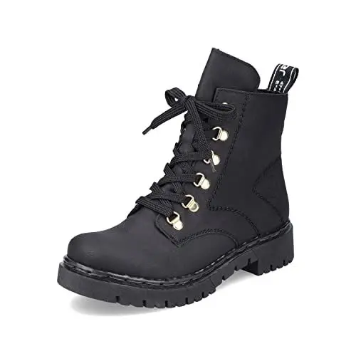 Produktbild: Rieker Damen Schnürstiefeletten Y2422, Frauen Stiefeletten,Stiefel,Bootee,Booties,halbstiefel,Kurzstiefel,uebergangsschuhe,schwarz (01),37 EU / 4 UK
