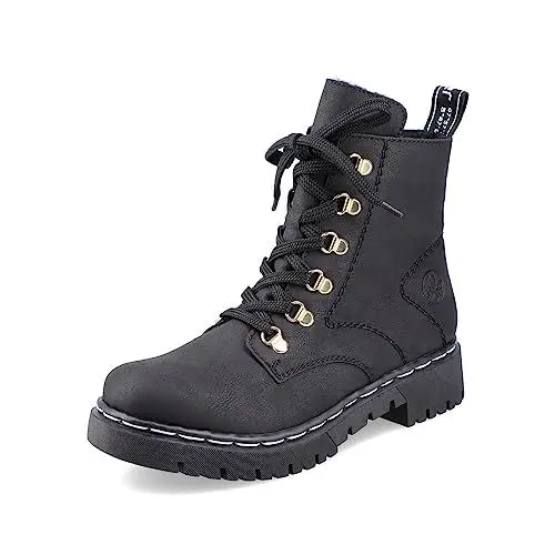 Produktbild: Rieker Damen Schnürstiefeletten Y2422, Frauen Stiefeletten,halbstiefel,Kurzstiefel,uebergangsschuhe,uebergangsstiefel,schwarz (00),39 EU / 6 UK