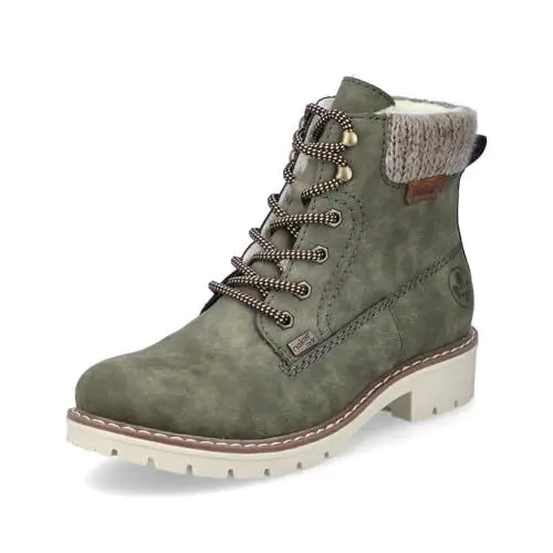 Produktbild: Rieker Damen Schnürstiefeletten Y9118, Frauen Stiefeletten, wasserabweisend, riekerTEX,halbstiefel,Kurzstiefel,grün (54),36 EU / 3.5 UK