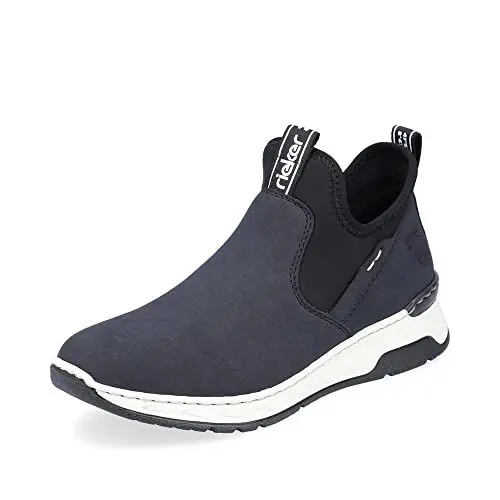 Produktbild: Rieker Damen Slip-On Sneaker M0053, Frauen Halbschuhe, lose Einlage,Schlupfschuhe,Slip-ons,Low-top,schnellschnürung,blau Kombi (14),39 EU / 6 UK
