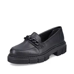 Produktbild: Rieker Damen Slipper M3861, Frauen Slip On,lose Einlage,schluepfschuhe,Loafer,Slip-ons,freitzeitschuhe,offener,einschlupf,schwarz (01),39 EU / 6 UK