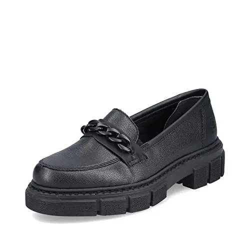 Produktbild: Rieker Damen Slipper M3861, Frauen Slip On,lose Einlage,schluepfschuhe,Loafer,Slip-ons,freitzeitschuhe,offener,einschlupf,schwarz (01),39 EU / 6 UK