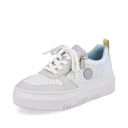 Produktbild: Rieker Damen Sneaker M1905, Frauen Schnürschuhe,schnürschuhe,schnürer,Sneaker,Halbschuhe,Freizeitschuhe,Schnuerschuhe,Weiss Kombi (80),38 EU / 5 UK