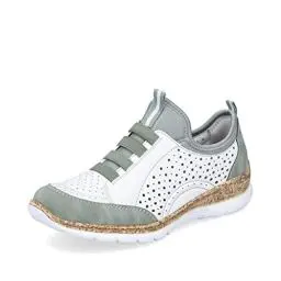 Produktbild: Rieker Damen Sneaker N4277, Frauen Schnürschuhe,schnürschuhe,schnürer,Sneaker,Halbschuhe,Freizeitschuhe,Schnuerschuhe,Weiss Kombi (90),36 EU / 3.5 UK