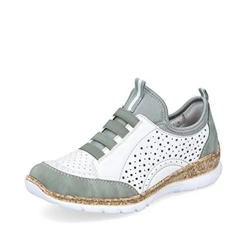 Produktbild: Rieker Damen Sneaker N4277, Frauen Schnürschuhe,schnürschuhe,schnürer,Sneaker,Halbschuhe,Freizeitschuhe,Schnuerschuhe,Weiss Kombi (90),36 EU / 3.5 UK