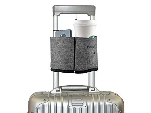 Produktbild: Riemot Gepäck Becherhalter, Reise-Getränkehalter Hält Zwei Kaffeetassen Passend für die Meisten Koffergriffe, Praktisches Reisezubehör für Reisende, Flugbegleiter, Grau
