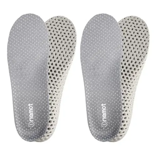 Produktbild: riemot 2 Paar Komforteinlegesohlen Sport Einlegesohlen Herren Dämpfung und Atmungsaktiv Schuheinlagen Orthopädische Einlegesohlen für Arbeitsschuhe, Sportschuhe, Wanderschuhe Grau Gr.46