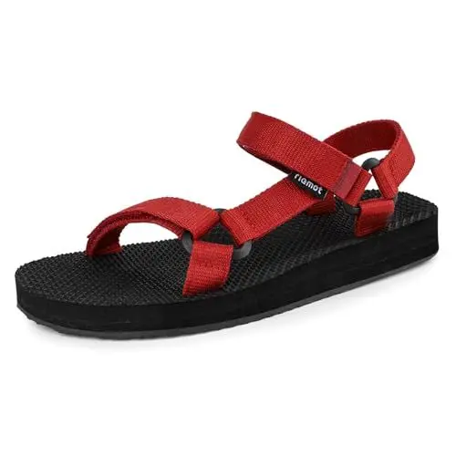 Produktbild: riemot Sandalen Damen Bequeme Sommerschuhe Leichte Sportsandalen Sommer Schuhe ideal für Strand und Outdoor Rot 40EU