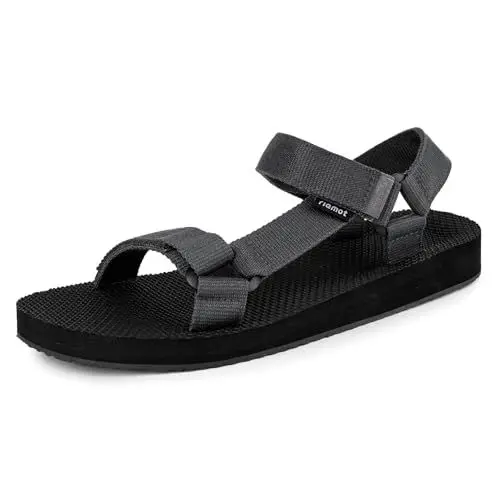 Produktbild: riemot Sandalen Herren Bequeme Sommerschuhe Leichte Sportsandalen Sommer Schuhe ideal für Strand und Outdoor Dunkelgrau 43EU
