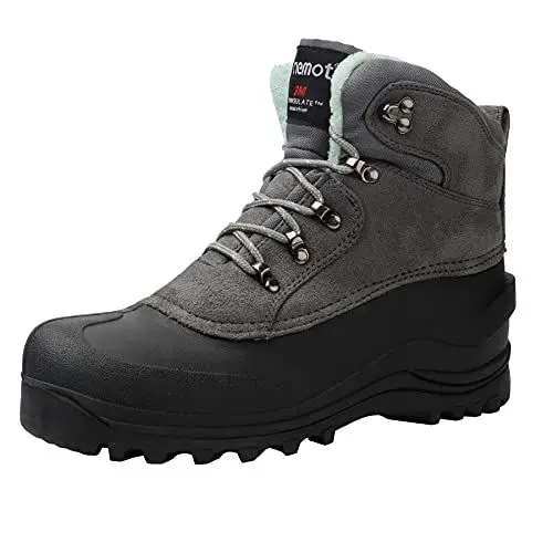 Produktbild: riemot Winterschuhe Damen Wasserdicht Winterstiefel Gefüttert Warme Schneestiefel Thermostiefel Rutschfest Winter Stiefel Outdoor Schuhe Grau EU 41