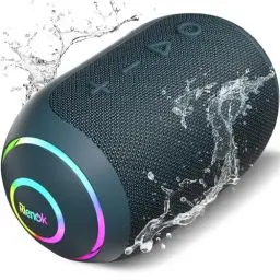 Produktbild: RIENOK Bluetooth Lautsprecher Musikbox Klein LED Licht Tragbar Musikbox Stereo Bluetooth Box 5.3 Kabellos mit 10 Stunden Spielzeit IPX7 Wasserdicht TF Karte Blau