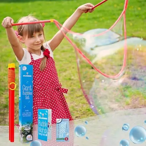 Produktbild: Riesiger Seifenblasenstab, Riesenseifenblasenmacher, große Seifenblasenstäbe, Outdoor-Spielzeug für Kinder, Stäbe und Seifenblasenmischung zum Herstellen von 2 Gallonen Seifenblasenlösung