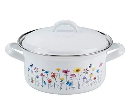Produktbild: RIESS 0127-070 Kasserolle mit Deckel, Durchmesser 14 cm, Inhalt 0,75 Liter, COUNTRY, SONDEREDITION FLORA, Induktion