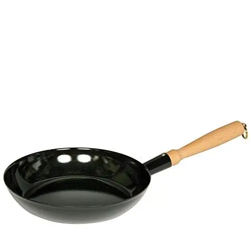 Produktbild: Riess, 0564-022, Holzknechtpfanne 24, CLASSIC- SCHWARZEMAILLE, Durchmesser 22.5 cm, Gewicht 0.905 kg, 44.3 x 23 x 8.3 cm, Bratpfanne mit Holzgriff, Emaille, schwarz, Induktion