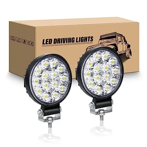 Produktbild: RIGIDON 2 Pcs LED Arbeitsscheinwerfer, 3.2 Zoll 42W Rund LED Scheinwerfer 12V 24V Mini Rückfahrscheinwerfer Auto Offroad Beleuchtung für SUV ATV Traktor LKW 4x4, 6000K Weiß Nebelscheinwerfer