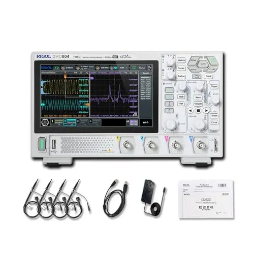 Produktbild: RIGOL Oszilloskop,DHO804 Tragbares Digitales Oscilloscope,70MHz Bandbreite,4 analoge Kanäle,12bit vertikale Auflösung,niedriges Grundrauschen,Unterstützung für mobile Netzteile