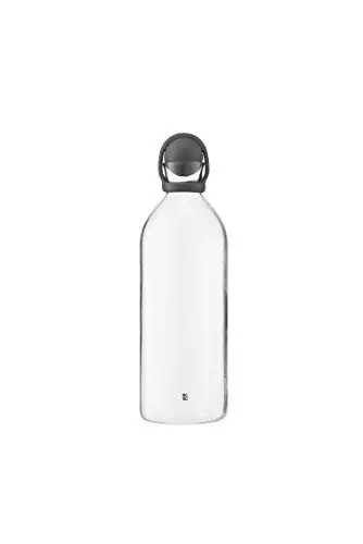Produktbild: RIG-TIG Wasserkaraffe COOL-IT - Wasserkanne aus Glas, für Wasser, Kaltgetränke, Saft, Eistee - Wiederverwendbarer, klarer Krug mit Gummikugelverschluss - Spülmaschinenfest - 1,5 Liter, Dunkelgrau