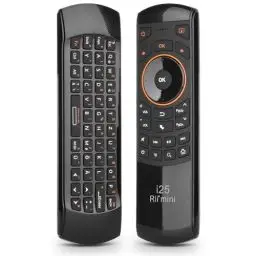 Produktbild: Rii Air Mouse mit 6 Axis Gyroskop, Tastatur Maus Set Kabellos ist Wiederaufladbar, Universalfernbedienung für HTPC/TV Box, PC Fernbedienung mit IR-Lernfunktion, QWERTZ, 2.4GHz, Schwarz