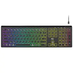 Produktbild: Rii Bluetooth Tastatur Kabellos, Gaming Tastatur Bluetooth mit QWERTZ, Tastatur Gaming Keyboard mit Halterung, Kabellose Tastatur Beleuchtet für PC/Tablet