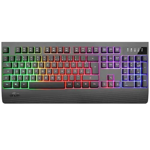 Produktbild: Rii Gaming Tastatur Kabellos, Tastatur Gaming Keyboard mit RGB, Kabellose Tastatur Gaming mit QWERTZ, Wireless Keyboard Gaming ist 2.4GHz Verbindung, Funktastatur mit 1800mA Aufladbarer Akku