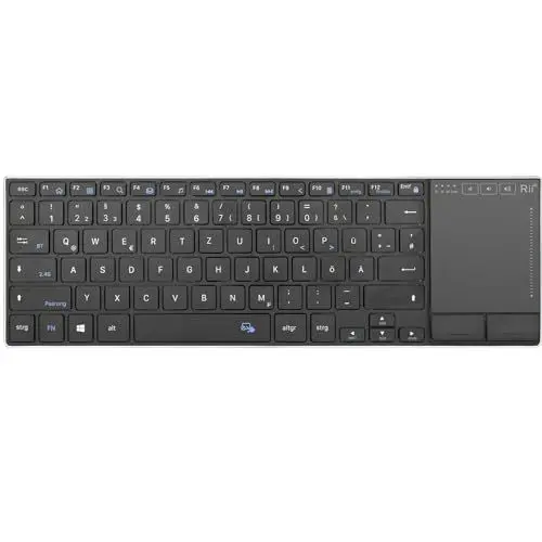Produktbild: Rii Kabellose Tastatur mit Touchpad Büro, Wireless Keyboard Office, Deutsche QWERTZ-Layout, Tastatur Kabellos Geschenke für Laptops, Desktops, Smart-TVs, Tablets, Schwarz (2.4G+BT)