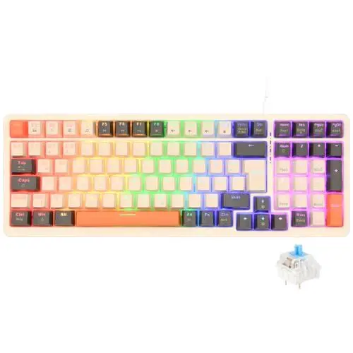 Produktbild: Rii Mechanische Tastatur Gaming Keyboard, Gaming Tastatur Kabel mit QWERTZ, Tastatur Mechanisch mit Blaue Schalter (Laut), Keyboard Gaming Tastatur 75 Prozent (Kabel Verbindung)