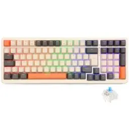 Produktbild: Rii Mechanische Tastatur Kabellos, Gaming Tastatur Bluetooth, Tri-Modi Gaming Tastatur 75 Prozent mit QWERTZ, 20 Arten von Regenbogen-LED-Hintergrundbeleuchtungen (BT5.0 + 2.4GHz + Kabel)
