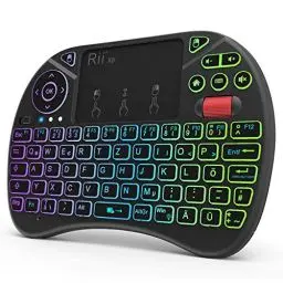 Produktbild: Rii Mini Tastatur mit Touchpad, Smart TV Tastatur, 2,4 GHz Kabellos Tastatur mit 8 Farbige Hintergrundbeleuchtung und Scrollrad (Deutsches, Schwarz