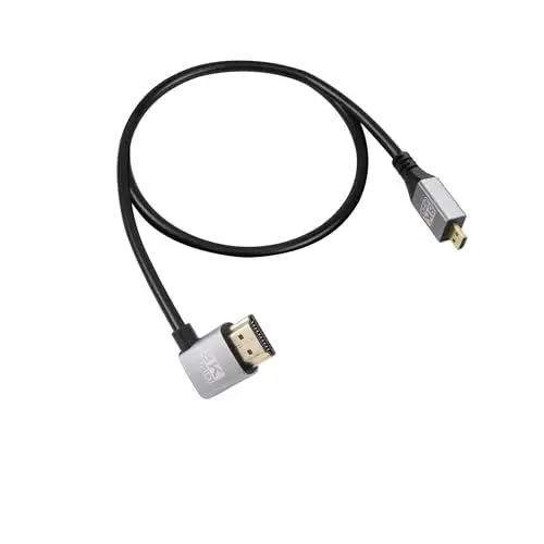 Produktbild: RIIEYOCA 90 grados ángulo recto UHD 8K HDMI Macho a Micro HDMI Macho 48Gbps de alta velocidad 2.1 Cable soporta 8k @ 60Hz, 1080p, ARC, 3D, para DVR, HDTV, (Right Angle, 0.5m)
