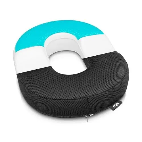 Produktbild: Bequemer Sitzring, Wohltuend für Steißbein und Intimbereich inkl. kühlende Gel-Schicht, Ringkissen, Donut Kissen, Steißbeinkissen mit Memory-Schaum