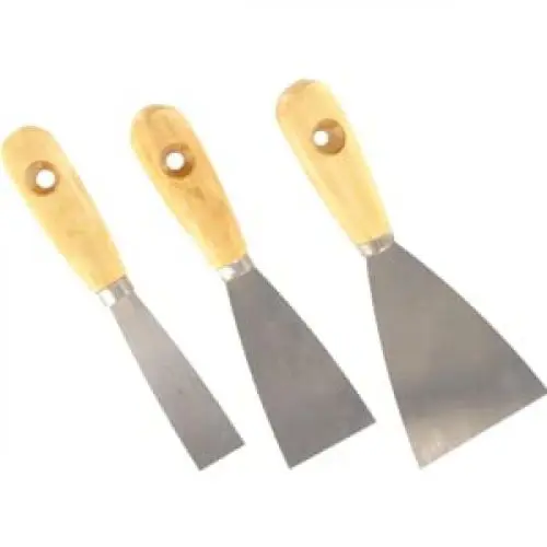 Produktbild: RIKAMA® Malerspachtel | 70mm, 50mm, 25mm oder im SET | Rostfrei | Spachtel mit Holzgriff | Edelstahl | Tapete | Palettenmesser | Kratzer | Schaber | Farbspachtel (3er Set)