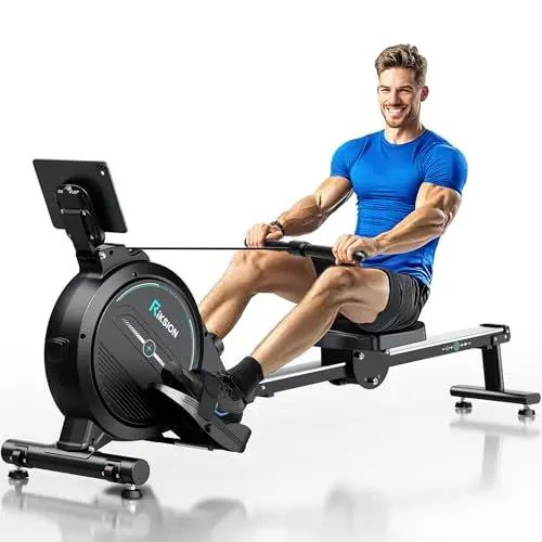 Produktbild: Riksion Rudergerät für Zuhause, Magnetisches Rudergerät mit LCD-Display, Heimrudergerät für Cardio-Training mit 16 Widerstandsstufen, 160 kg Belastbarkeit, Vertikal Verstaubar